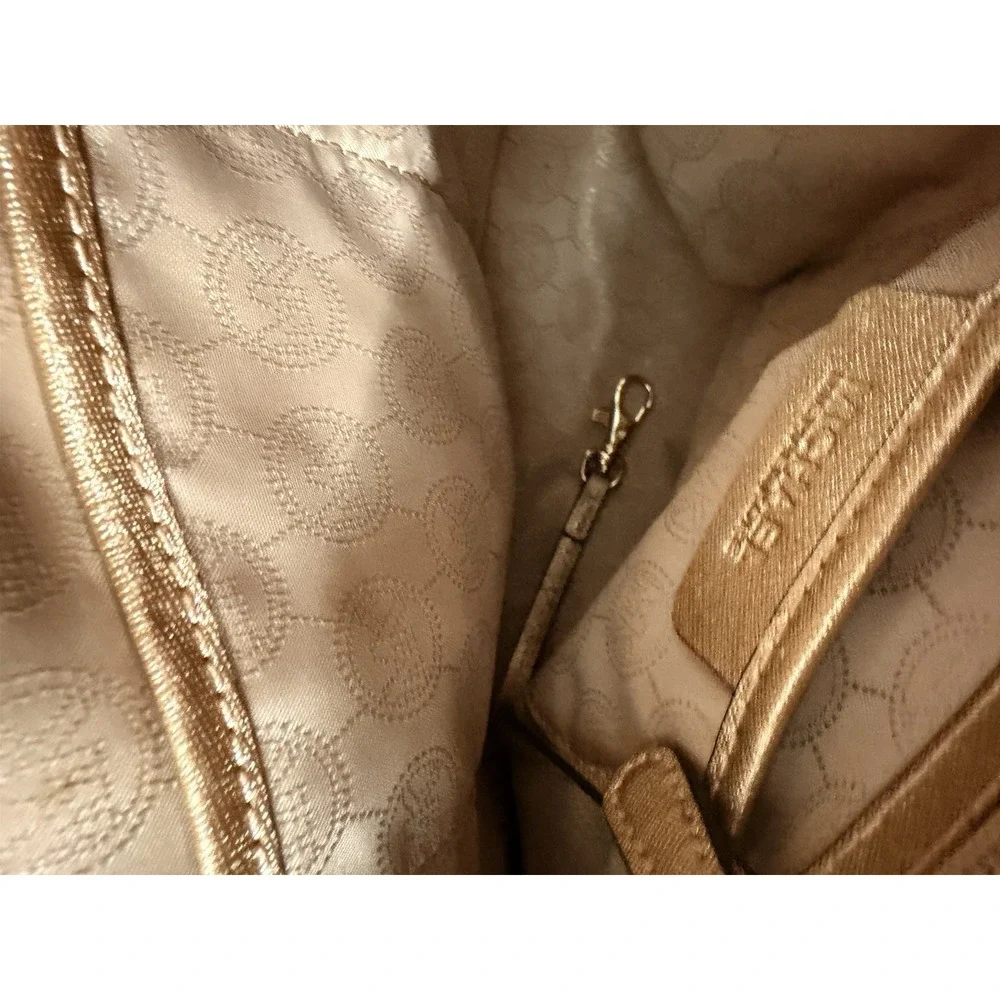 Michael Kors Cindy Large Dome Satchel Pale Gold Saffiano Leather Crossbody NWT